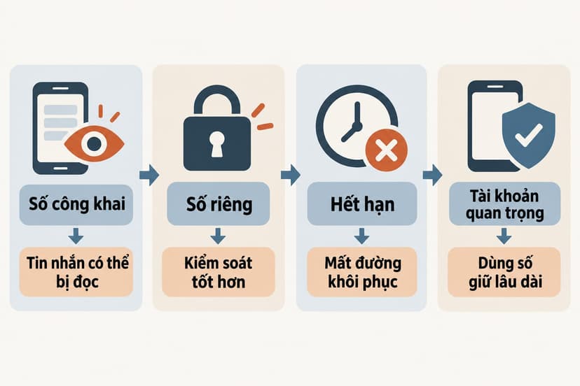 Sơ đồ đánh giá rủi ro giữa số công khai, số riêng, số hết hạn và tài khoản quan trọng