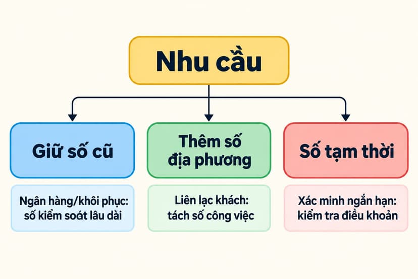 Sơ đồ chọn số cũ, số địa phương hoặc số tạm thời cho freelancer làm việc ở nước ngoài