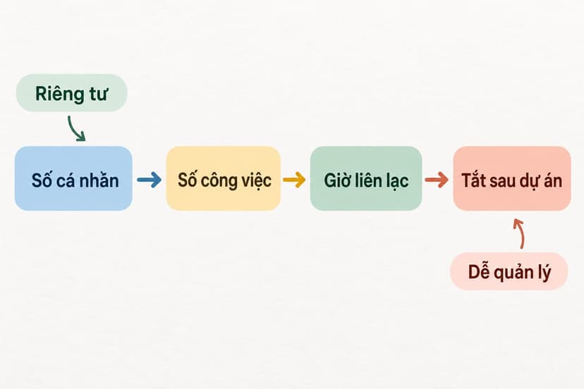 Sơ đồ tách số cá nhân, số công việc, giờ liên lạc và tắt số sau dự án