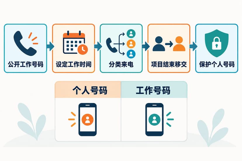 自由职业者分开个人号码与工作号码的五步流程图