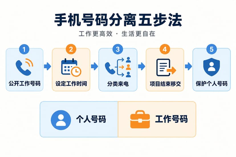 自由职业者分开个人号码与工作号码的五步流程图