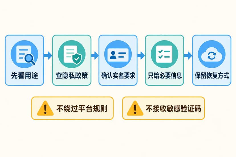 在线接码前从用途、隐私政策、实名要求到恢复方式的检查流程