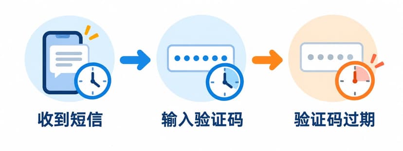 简体中文验证码有效期时间线，从收到短信到输入再到过期