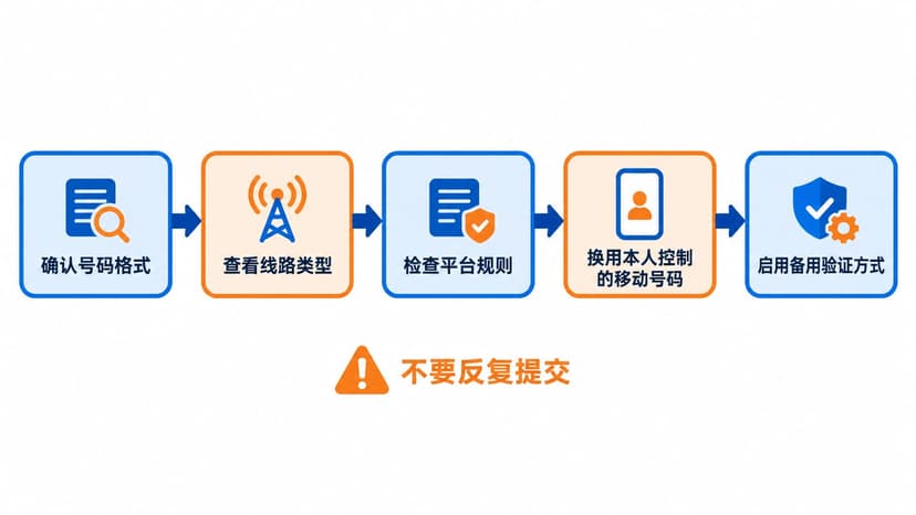 排查虚拟号码验证失败的五步流程，从格式检查到选择本人控制的移动号码