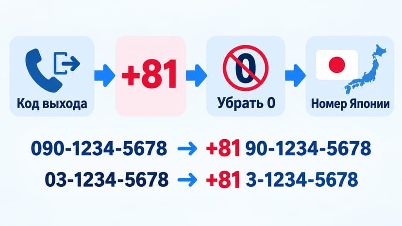 Схема международного звонка в Японию: код выхода, +81, удаление нуля и номер