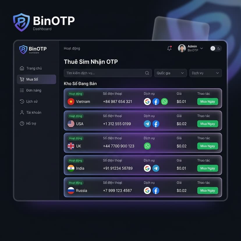 Giao diện BinOTP
