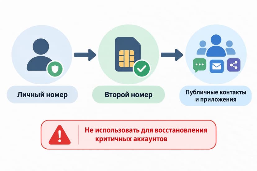 Схема разделения личного номера, второго номера и публичных контактов