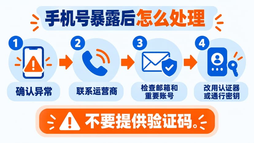 手机号暴露后的四步处理流程,从确认异常到改用认证器或通行密钥