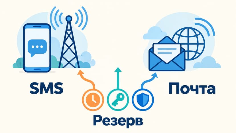 Русская схема выбора между SMS, почтой и резервным способом подтверждения