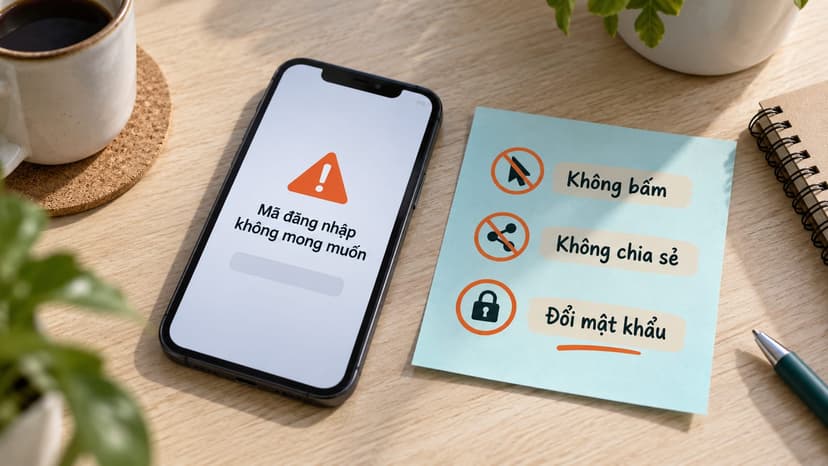 Điện thoại và checklist bảo vệ tài khoản sau khi nhận mã OTP lạ