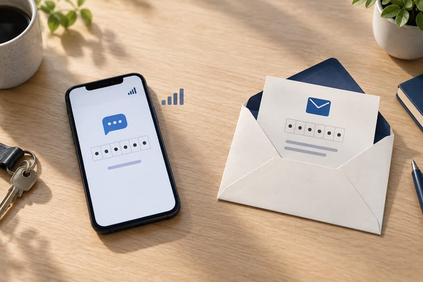 Phone and email card illustrating two separate OTP delivery channels